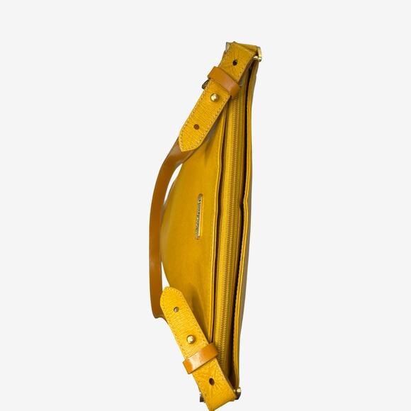 Burberrys Yellow Embossed Leather Bucket Shoulder Bag Vintage Nova Check Lining - Picture 7 of 16